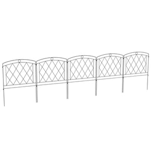 Lot de 5 panneaux de clôture de jardin décoratives, bordure de jardin en métal, pour parterre de fleurs - dim. 305 x 80 cm, noir