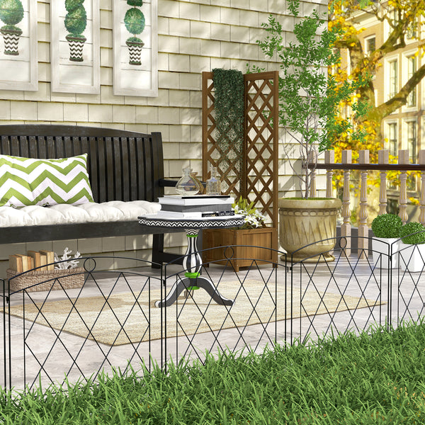 Lot de 5 panneaux de clôture de jardin décoratives, bordure de jardin en métal, pour parterre de fleurs - dim. 305 x 80 cm, noir
