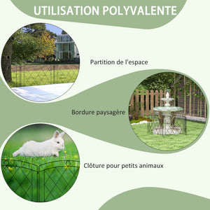 Lot de 5 panneaux de clôture de jardin décoratives, bordure de jardin en métal, pour parterre de fleurs - dim. 305 x 80 cm, noir