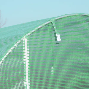 Serre de Jardin Tunnel Surface Sol 10 m² 5L x 2l x 2,05H m châssis Tubulaire renforcé Porte zippée 8 fenêtres enroulables Vert