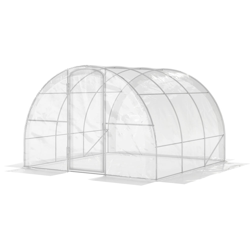 Serre de jardin tunnel 3 x 3 x 2 m 9 m² avec porte à charnières bâche en PE 150 g/m² pour Légumes Plantes Fleurs