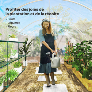 Serre de jardin tunnel 3 x 3 x 2 m 9 m² avec porte à charnières bâche en PE 150 g/m² pour Légumes Plantes Fleurs