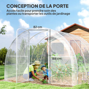 Serre de jardin tunnel 3 x 3 x 2 m 9 m² avec porte à charnières bâche en PE 150 g/m² pour Légumes Plantes Fleurs