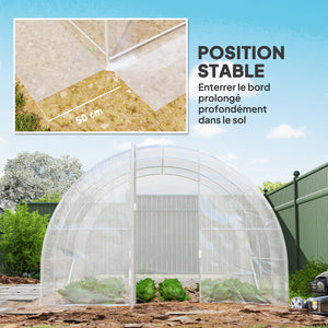 Serre de jardin tunnel 3 x 3 x 2 m 9 m² avec porte à charnières bâche en PE 150 g/m² pour Légumes Plantes Fleurs