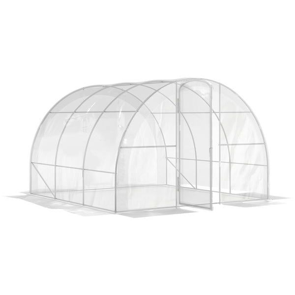 Serre de jardin tunnel 3 x 3 x 2 m 9 m² avec porte à charnières bâche en PE 150 g/m² pour Légumes Plantes Fleurs