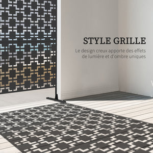 Panneau brise vue décoratif paravent extérieur à motif géométrique ajouré en métal - 122 x 45 x 198 cm, noir