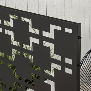 Panneau brise vue décoratif paravent extérieur à motif géométrique ajouré en métal - 122 x 45 x 198 cm, noir