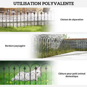 Clôture de jardin, 62,5x83 cm, bordure de jardin en fil métallique antirouille, barrière pour animaux, noir