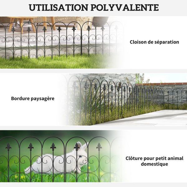 Clôture de jardin, 62,5x83 cm, bordure de jardin en fil métallique antirouille, barrière pour animaux, noir
