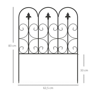 Clôture de jardin, 62,5x83 cm, bordure de jardin en fil métallique antirouille, barrière pour animaux, noir