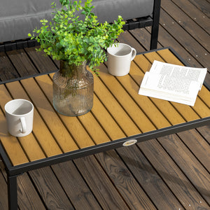 Ensemble salon de jardin 4 pièces 4 personnes avec canapé 2 places, fauteuils et table basse 8 coussins - acier noir polyester gris foncé