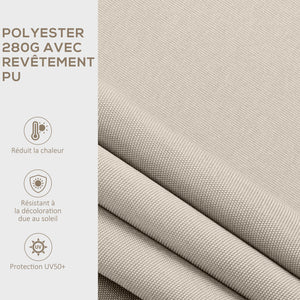 Store banne manuel rétractable 200 x 250 cm store exterieur terrasse avec manivelle métallique, imperméable et anti-UV, aluminium et polyester 280 g/m², protection UV, crème