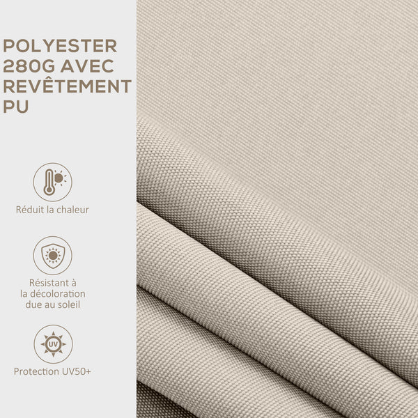 Store banne manuel rétractable 200 x 250 cm store exterieur terrasse avec manivelle métallique, imperméable et anti-UV, aluminium et polyester 280 g/m², protection UV, crème