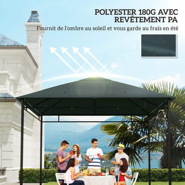 Toile de rechange pour pavillon tonnelle tente toit de remplacement gazebo de jardin tissu polyester haute densité 180 g/m² anti-UV 3 x 3 m gris