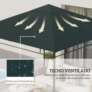 Toile de rechange pour pavillon tonnelle tente toit de remplacement gazebo de jardin tissu polyester haute densité 180 g/m² anti-UV 3 x 3 m gris