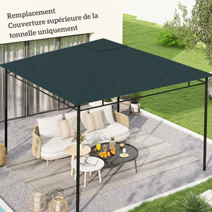 Toile de rechange pour pavillon tonnelle tente toit de remplacement gazebo de jardin tissu polyester haute densité 180 g/m² anti-UV 3 x 3 m gris