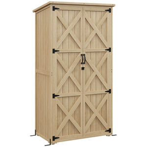 Armoire de Jardin abri Jardin Remise pour Outils sur Pied 90L x 54,5l x 161/168,5H cm 2 étagères Toit bitumé étanche Bois pin Autoclave
