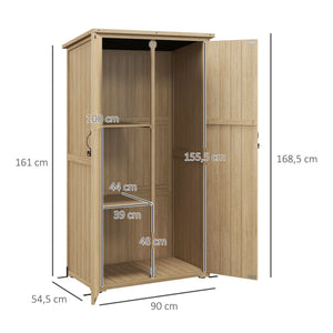 Armoire de Jardin abri Jardin Remise pour Outils sur Pied 90L x 54,5l x 161/168,5H cm 2 étagères Toit bitumé étanche Bois pin Autoclave
