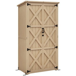 Armoire de Jardin abri Jardin Remise pour Outils sur Pied 90L x 54,5l x 161/168,5H cm 2 étagères Toit bitumé étanche Bois pin Autoclave