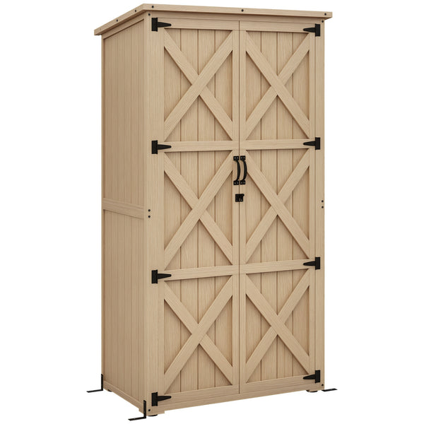 Armoire de Jardin abri Jardin Remise pour Outils sur Pied 90L x 54,5l x 161/168,5H cm 2 étagères Toit bitumé étanche Bois pin Autoclave