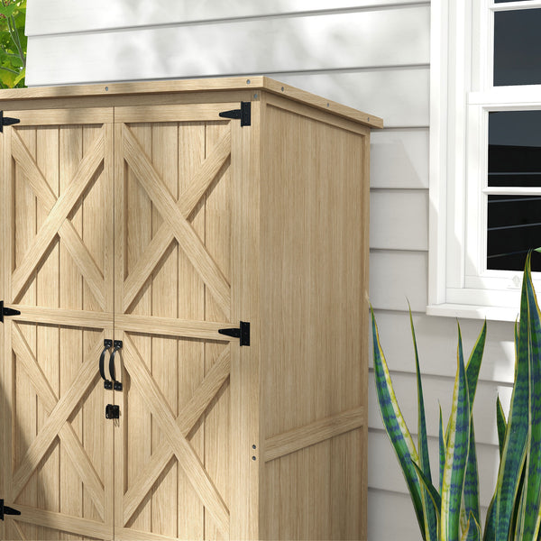 Armoire de Jardin abri Jardin Remise pour Outils sur Pied 90L x 54,5l x 161/168,5H cm 2 étagères Toit bitumé étanche Bois pin Autoclave