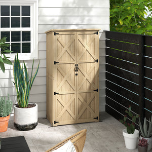 Armoire de Jardin abri Jardin Remise pour Outils sur Pied 90L x 54,5l x 161/168,5H cm 2 étagères Toit bitumé étanche Bois pin Autoclave