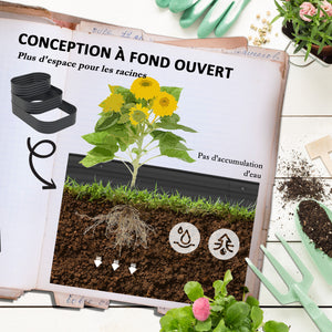 Carré potager de jardin jardinière en acier lit de jardin surélevé fond ouvert 3 étages pour herbes légumes fruits fleurs 158 x 109 x 82 cm gris