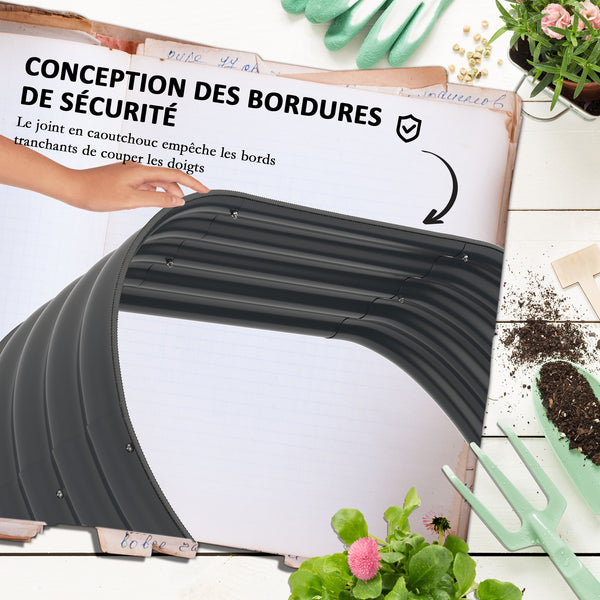 Carré potager de jardin jardinière en acier lit de jardin surélevé fond ouvert 3 étages pour herbes légumes fruits fleurs 158 x 109 x 82 cm gris
