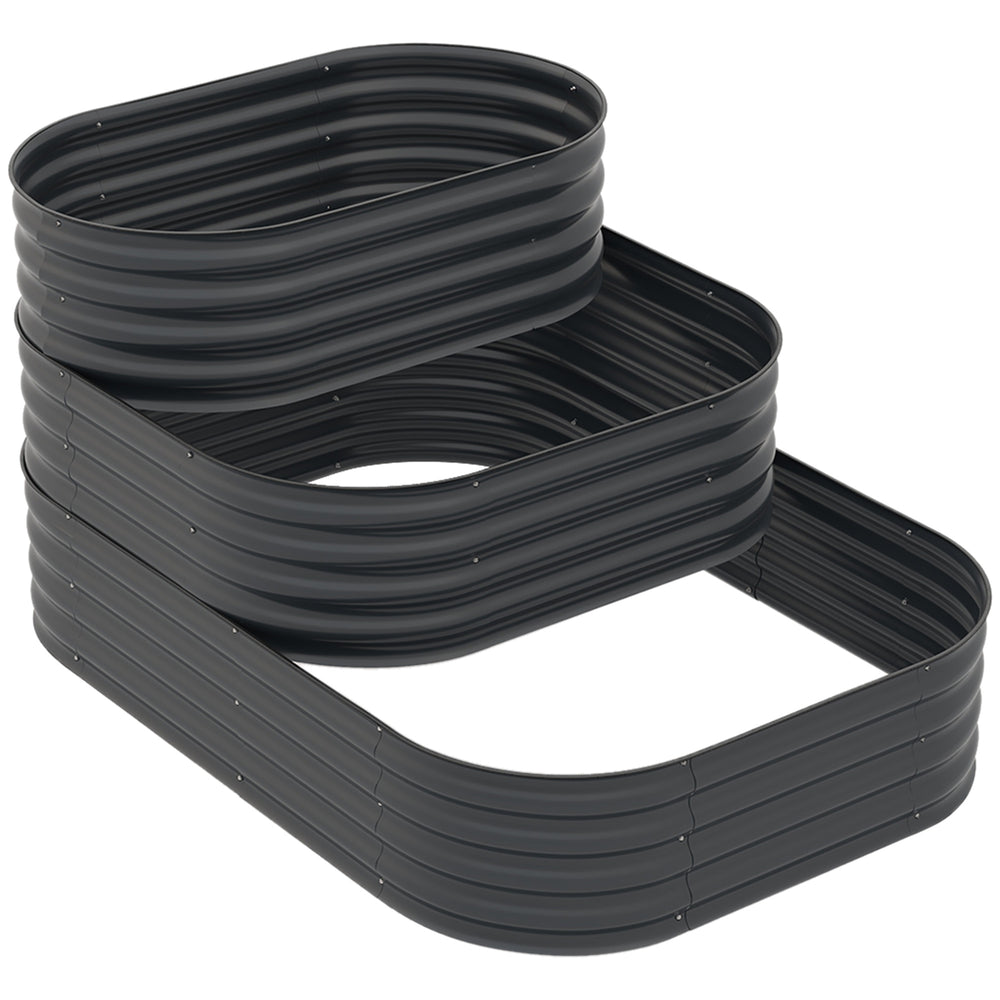 Carré potager de jardin jardinière en acier lit de jardin surélevé fond ouvert 3 étages pour herbes légumes fruits fleurs 158 x 109 x 82 cm gris