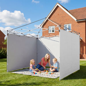 Lot de 3 parois latérales pour tonnelle de 3 x 3 m, Panneaux Latéraux pour pavillon, fermeture éclair, en tissu Oxford, blanc