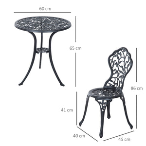 Ensemble bistro 3 pièces en aluminium moulé Ensemble de mobilier de balcon Ensemble de bistrot avec 2 chaises Mobilier de jardin Noir