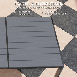 Salon de jardin extérieur 7 pièces, table extérieure avec 6 chaises empilables, plateau à lattes 150 cm, structure en acier anti-rouille, mobilier de jardin, terrasse, patio, gris