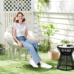 Chaise suspendue avec grand coussin rembourré, fauteuil suspendu à franges, kit de suspension inclus, hamac cadre en acier, tissage serré, crème