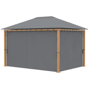 Tonnelle de jardin 4 x 3 m tonnelle aluminium pavillon de jardin avec rideaux et toile de toit en polyester protection solaire