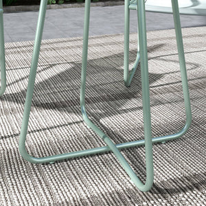 Ensemble de jardin 3 pièces, salon de jardin, 2 fauteuils 1 table ronde, acier et tissu respirant, vert
