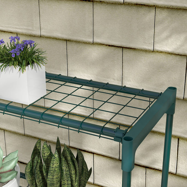 Étagère à Fleurs Supports de Pots Porte Plante 4 niveaux, intérieur et extérieur en acier, dim. 89L x 28l x 107H cm, vert