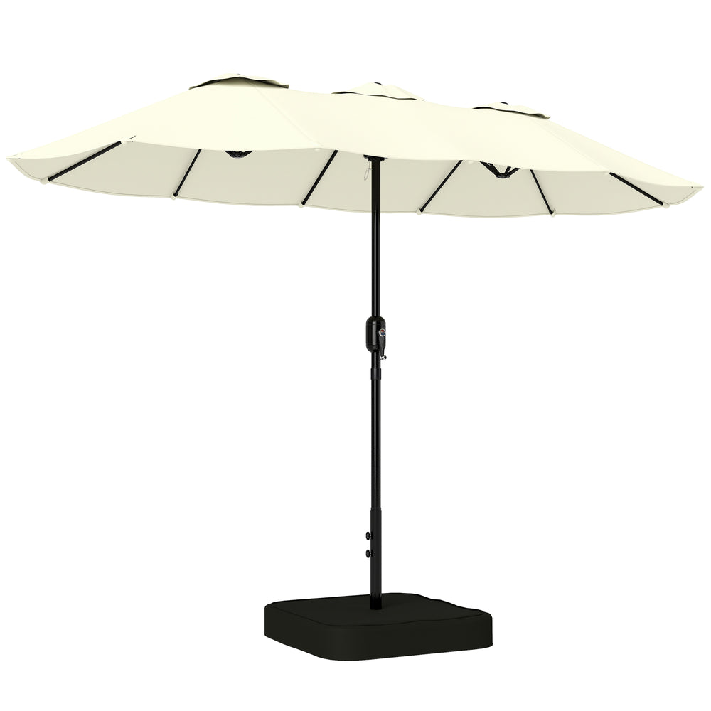Parasol de jardin extérieur 300x150cm avec base et sacs de sable - parasol double face rectangulaire avec protection UV 50+ - grand pare-soleil à manivelle pour terrasse et balcon, beige