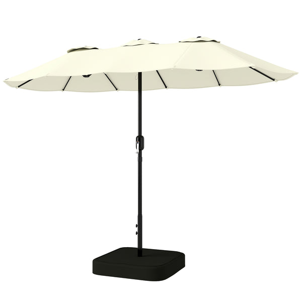 Parasol de jardin extérieur 300x150cm avec base et sacs de sable - parasol double face rectangulaire avec protection UV 50+ - grand pare-soleil à manivelle pour terrasse et balcon, beige