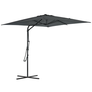 Parasol déporté carré 2,5 x 2,5 m, parasol de jardin extérieur protection UV ouvrir et fermer rapidement et facilement base croisée incluse pour balcon patio terrasse gris foncé