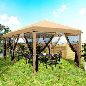 Tonnelle pliante tonnelle de jardin extérieure barnum pliant Pop-up pavillon de terrasse 6 x 3 m Anti-UV moustiquaires amovibles + Sac de Transport Beige
