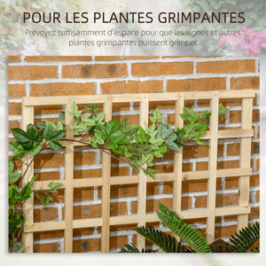 Carré potager jardinière à 3 étages avec treillis lit surélevé en bois sans fond pour plantes grimpantes, légumes, fleurs - bois naturel
