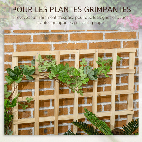 Carré potager jardinière à 3 étages avec treillis lit surélevé en bois sans fond pour plantes grimpantes, légumes, fleurs - bois naturel