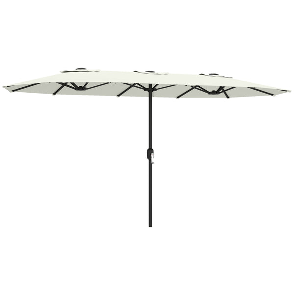 Parasol de jardin extérieur 459 x 266 cm, parasol double avec manivelle, polyester 180g/m², protection UV 50+, housse de protection inclus, pour patio, terrasse, crème