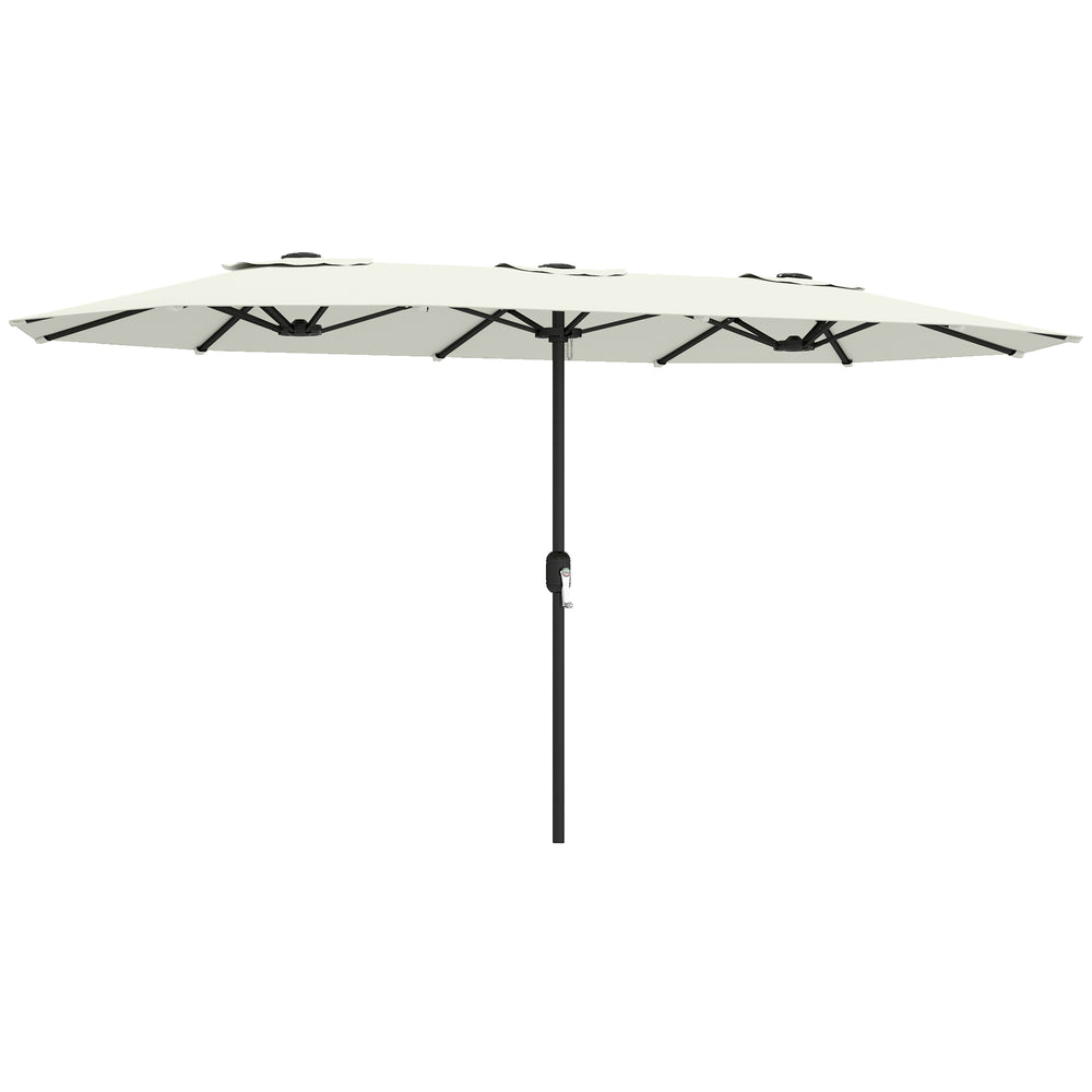 Parasol de jardin extérieur 459 x 266 cm, parasol double avec manivelle, polyester 180g/m², protection UV 50+, housse de protection inclus, pour patio, terrasse, crème