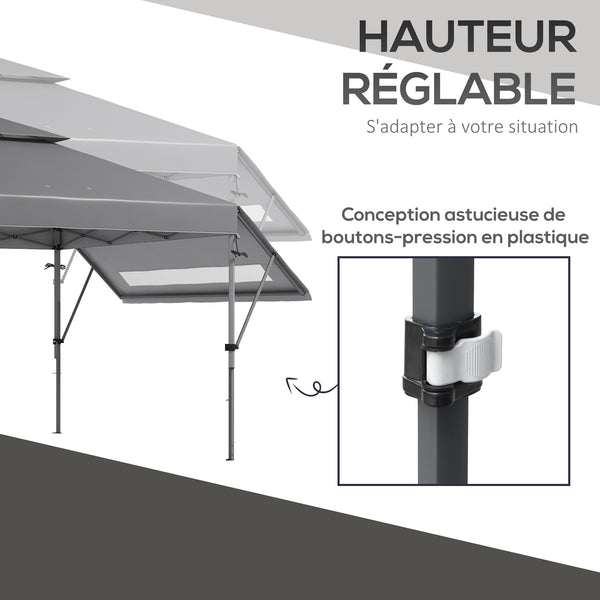 Tonnelle pop-up jardin barnum Pliant 5 x 3 m, tissu oxford avec 2 parois réglables, facile à monter, sac à transport à roulettes inclus gris