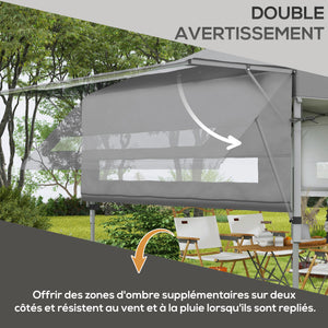 Tonnelle pop-up jardin barnum Pliant 5 x 3 m, tissu oxford avec 2 parois réglables, facile à monter, sac à transport à roulettes inclus gris