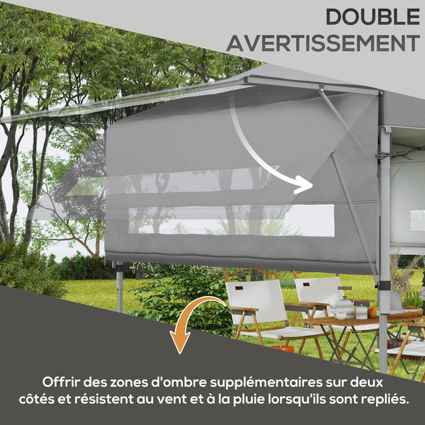 Tonnelle pop-up jardin barnum Pliant 5 x 3 m, tissu oxford avec 2 parois réglables, facile à monter, sac à transport à roulettes inclus gris