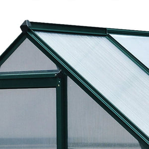 Serre de jardin polycarbonate 2,51 m² serre en aluminium pour le jardin 190 x 132 x 201 cm résistant aux UV, avec fondation renforcé, gouttière, lucarne et porte coulissant, Vert foncé