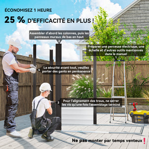Abri de jardin en métal 2,27 m², facile à monter, structure en acier galvanisé améliorée, abri à outils extérieur, toiture 2 pans avec aérations, gants et cadenas inclus, 190x131x188cm, gris