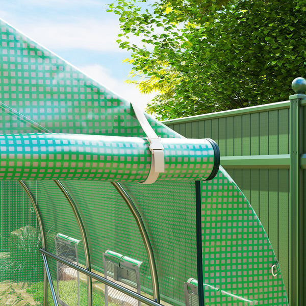 Serre de jardin tunnel, serres tunnel 6 m², avec 6 fenêtres et porte à fermeture éclair, toile PE structure en fer galvanisé, vert